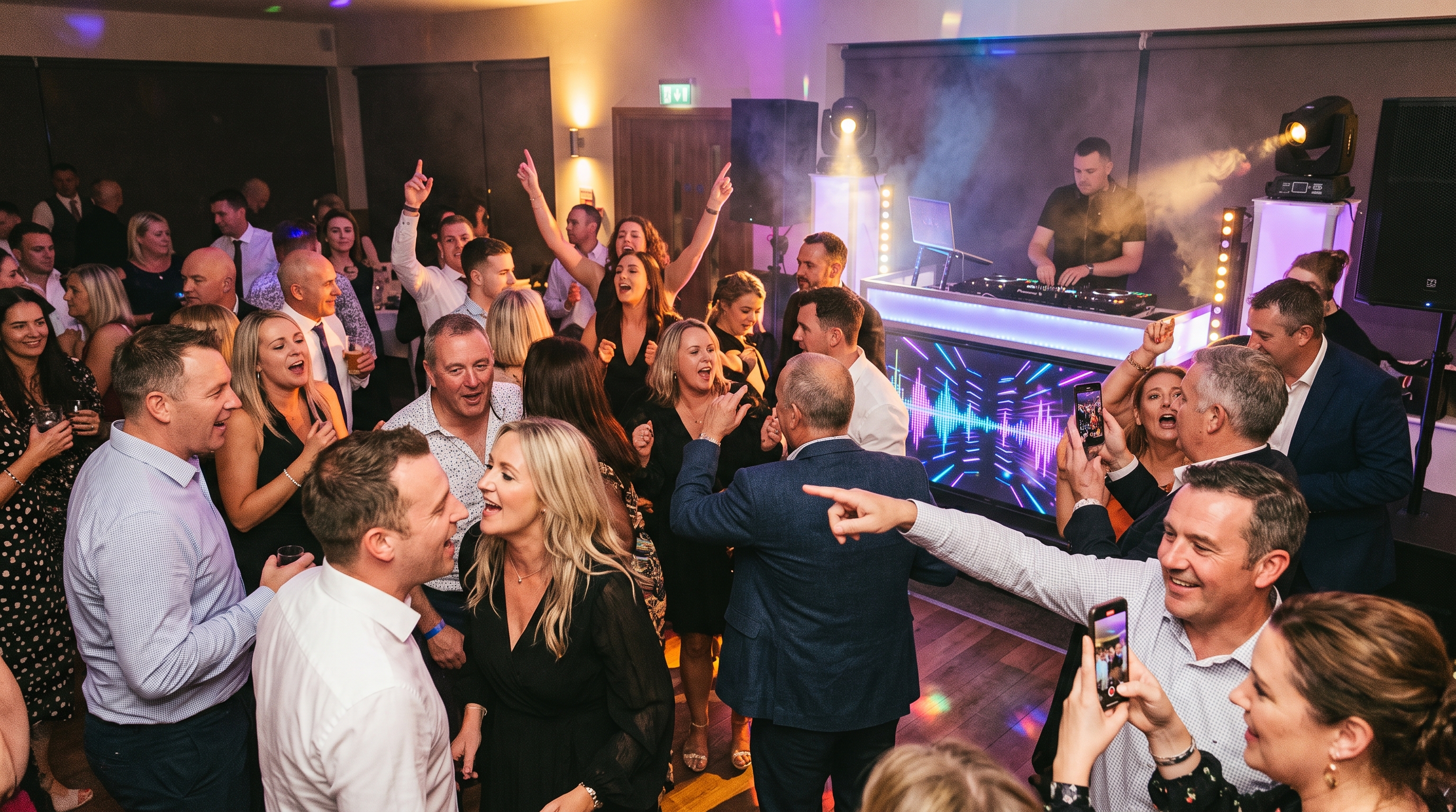 Party time, guests enjoying mobile disco birthday party event